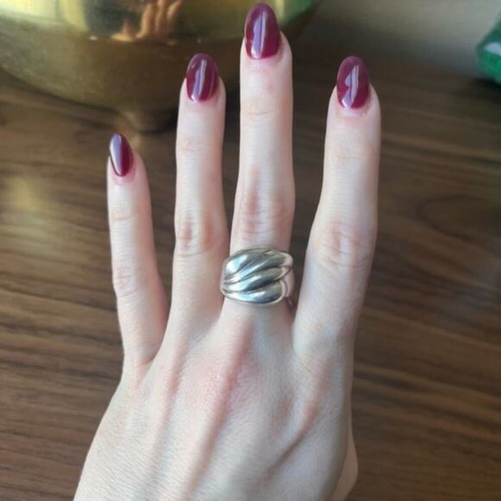 Vintage 80s Large Statement Chunky Wave Ring 925 Sterling Silver